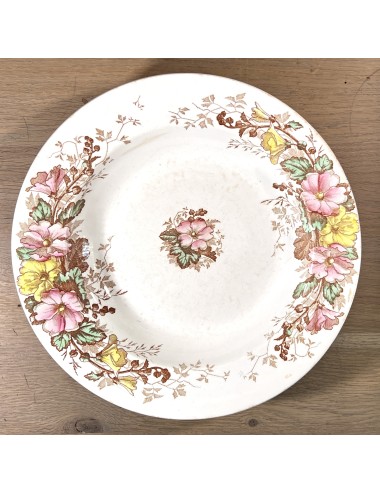 Deep plate / Soup plate / Pasta plate - unmarked but with kind of blind mark - décor of flowers in various colors