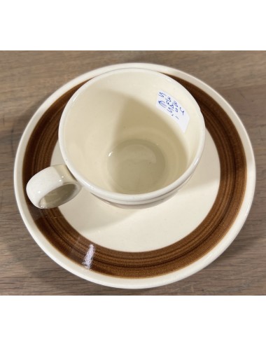 Cup and saucer - Torgau (GDR) - decor with a brown band on a cream background