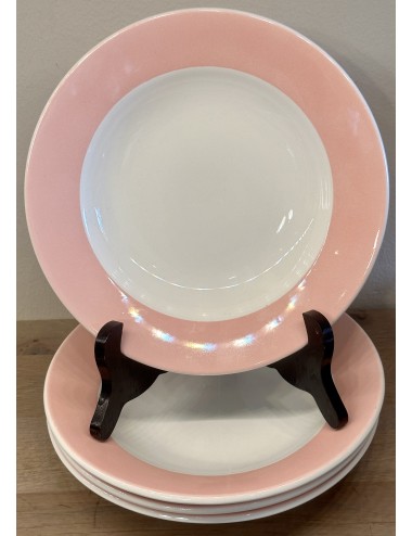 Deep plate / Soup plate / Pasta plate - unmarked - executed with rather wide pastel pink rim