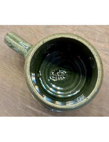 Beer mug - handmade by A. Noseda of Kuurne - marked inside bottom - bright green model