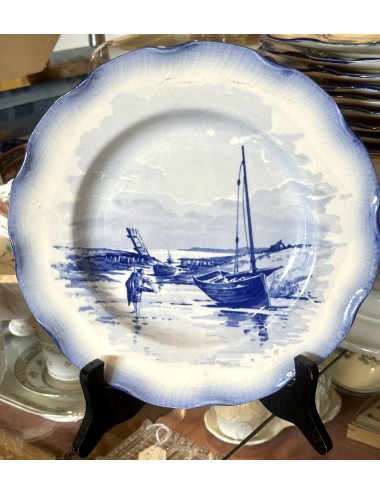 Deep plate / soup plate - Faienceries de Sarreguémines - décor MARINES blue - with scalloped edge