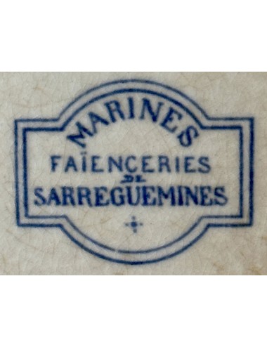 Dinerbord - Faienceries de Sarreguémines - décor MARINES blauw - met geschulpte rand