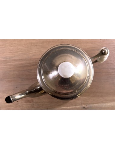 Coffee/tea pot - metal/chrome model with porcelain handle and lid knob