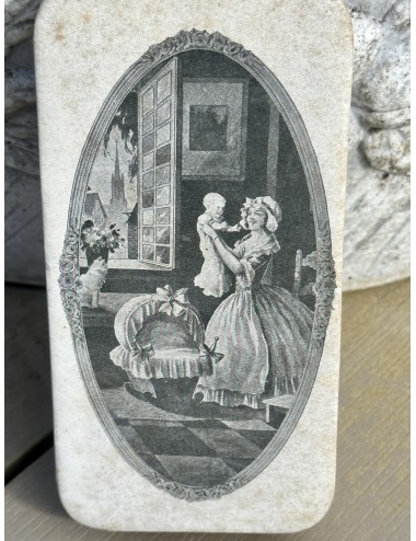 Christening sugar box - rectangular model with image in black and white of mother and child
