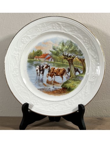 Breakfast plate / Dessert plate - Petrus Regout - décor of cows in the water by a tree