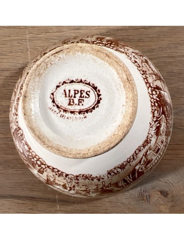 Bowl - Boch Frères (B.F.) - décor ALPES executed in brown with image goats and wooden hut/home
