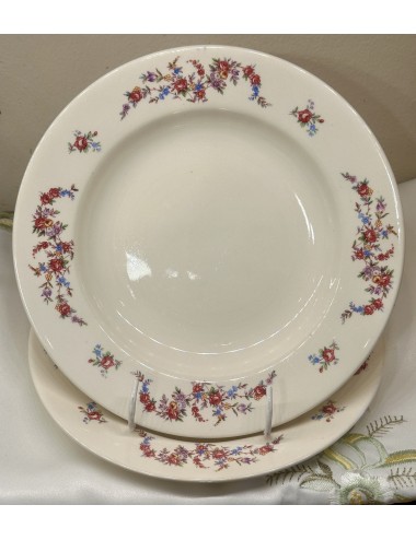 Deep plate / Soup plate / Pasta plate - unmarked but Petrus Regout - décor with pink/red straw flowers