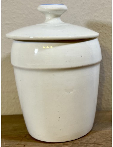 Storage jar - small model - Nimy - executed in cream with blue lettering POIVRE and block décor