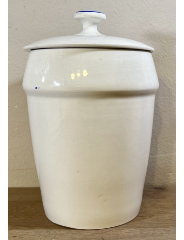 Storage jar - large model - Nimy - executed in cream with blue lettering FARINE and block décor