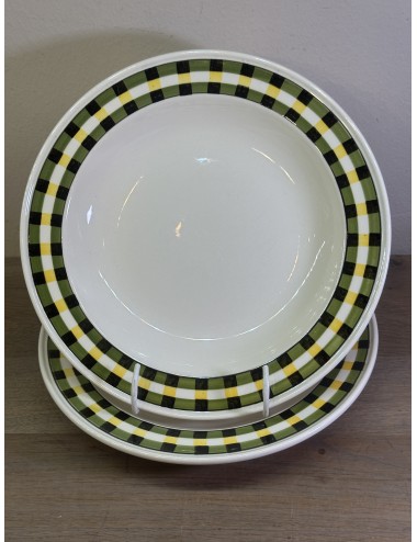 Deep plate / Soup plate / Pasta plate - Villeroy & Boch - décor GLASGOW executed in green/yellow/black