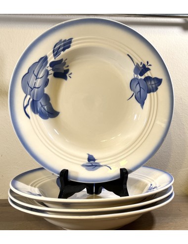 Deep plate / Soup plate / Pasta plate - Elsterwerda - executed in spritz decor with blue bell flowers