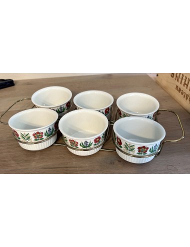 Set of 6 Oven dishes / Ramequins / Soufflé dishes in brass holder - Villeroy & Boch - model SALZBURG