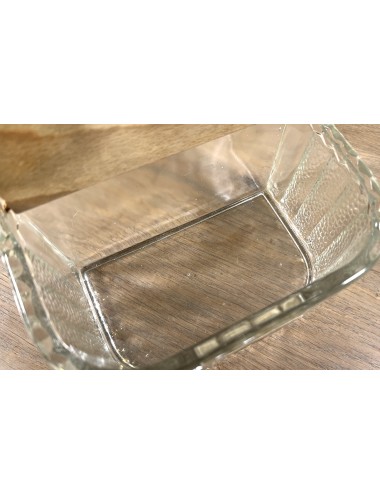 Storage container (salt) - frosted/ribbed glass - wooden lid
