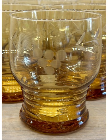 Wine glass / Water glass - brown colored with etched figure