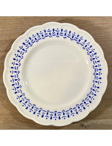 Ontbijtbord / Dessertbord - Boch - vorm FESTIVAL - décor in blauw van druppels en golfjes