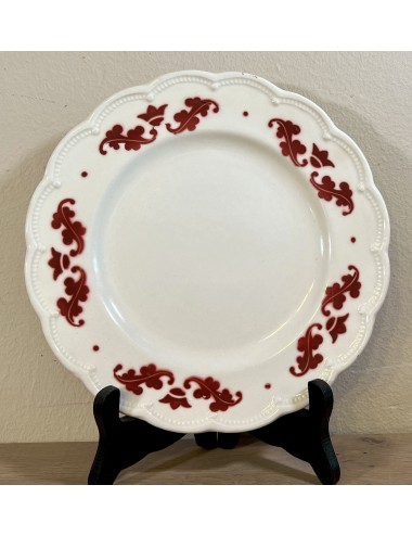 Ontbijtbord / Dessertbord - Boch - vorm FESTIVAL - décor CORONATION in rood