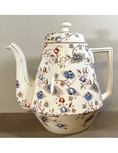 Coffee pot / Teapot - Petrus Regout - décor 200 with images of colored flowers and branches - model PISA