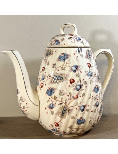 Coffee pot / Teapot - Petrus Regout - décor 200 with images of colored flowers and branches - torsioned model
