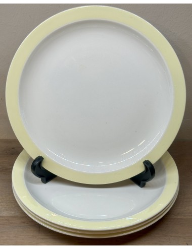 Dinner plate - rather large model - Petrus Regout - décor with pastel yellow color rim