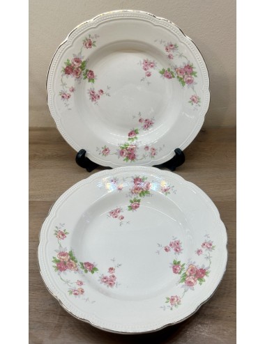 Deep plate / Soup plate / Pasta plate - Boch - décor of pink and yellow roses