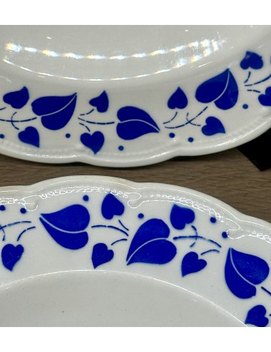 Deep plate / Soup plate / Pasta plate - Boch - décor along the edge of royal blue large and small leaves