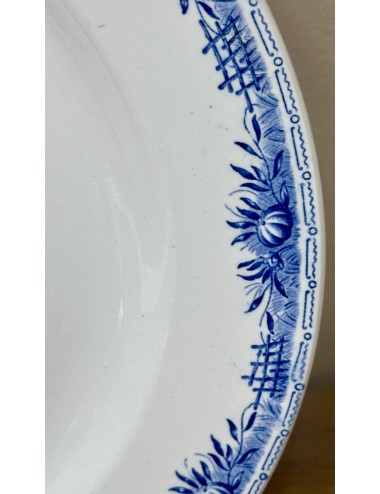 Plate - larger, round, model - Boch - décor RUSTIQUE executed in blue