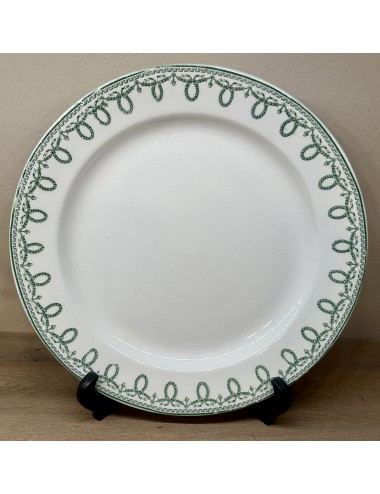 Plate - larger, round, model - Boch Frèrer Keramis - décor BONAPARTE executed in green