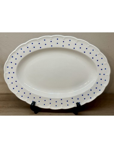 Plate - larger, oval, model - Boch - décor POIS executed in blue