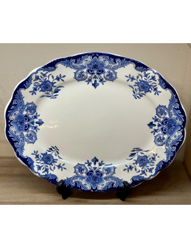 Plate - larger, oval, model - Boch - décor DORDRECHT executed in blue