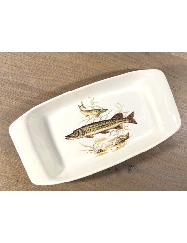 Dish / Ravier - Boch - décor POISSONS - form SEDUCTION (1956-1960) - décor with image of a pike