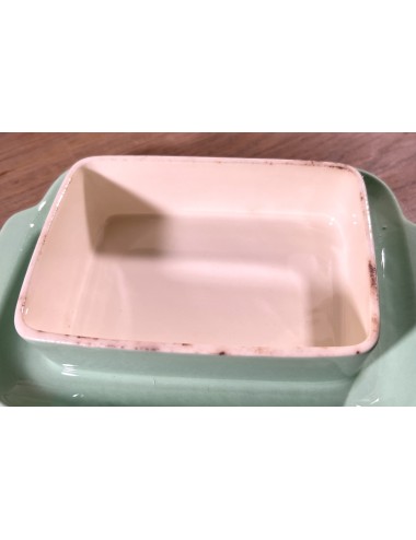 Butter dish - model with lid - Royal Sphinx - version in green pastel with cream/white interior and lid