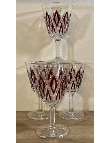Glas / Wijnglas op voet - groot model - VMC Reims (Verreries Mècaniques Champenoises) - Harlequin in rood