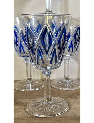Glass / Liqueur glass on foot - smaller model - VMC Reims (Verreries Mècaniques Champenoises) - Harlequin in blue