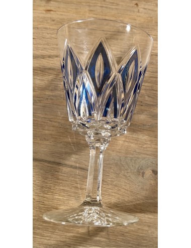Glas / Likeurglas op voet - kleiner model - VMC Reims (Verreries Mècaniques Champenoises) - Harlequin in blauw