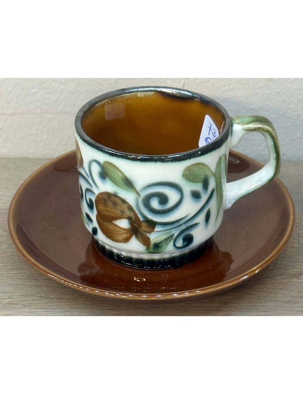 Mug cup / Espresso cup with saucer - Boch - décor ARGENTEUIL