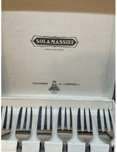 6x Pastry fork in box - Sola Solid (Solafabriek M.J. Gerritsen NV. Zeist) - marked