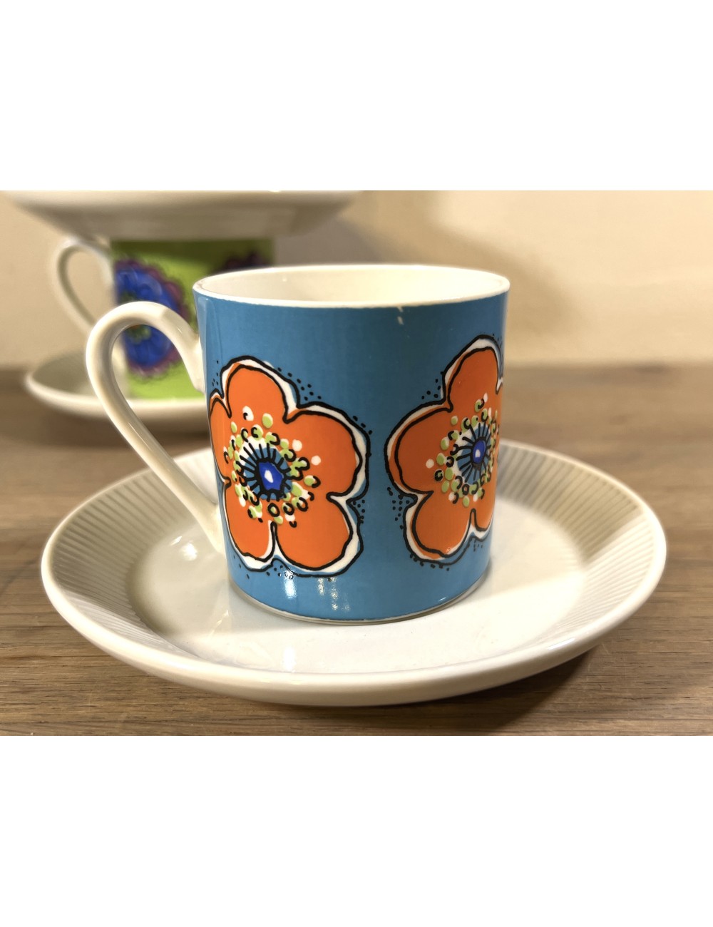 Cup and saucer - small, porcelain, model for mocha / espresso - Villeroy & Boch - decorated with flowers