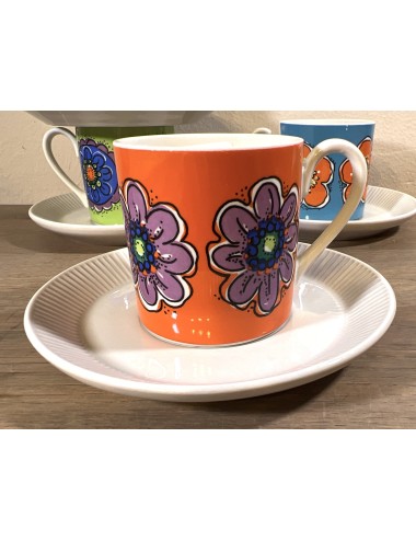 Cup and saucer - small, porcelain, model for mocha / espresso - Villeroy & Boch - decorated with flowers