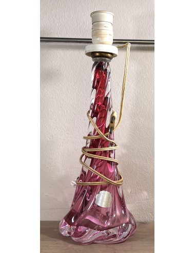 Lamp base in twisted glass - Val St. Lambert - purple/pink glass