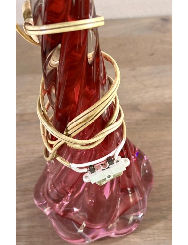 Lamp base in twisted glass - Val St. Lambert - purple/pink glass