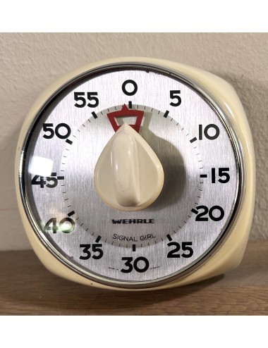 Egg timer / Cooking timer - Wehrle - model SIGNAL GIRL - made of chrome and cream colored plastic