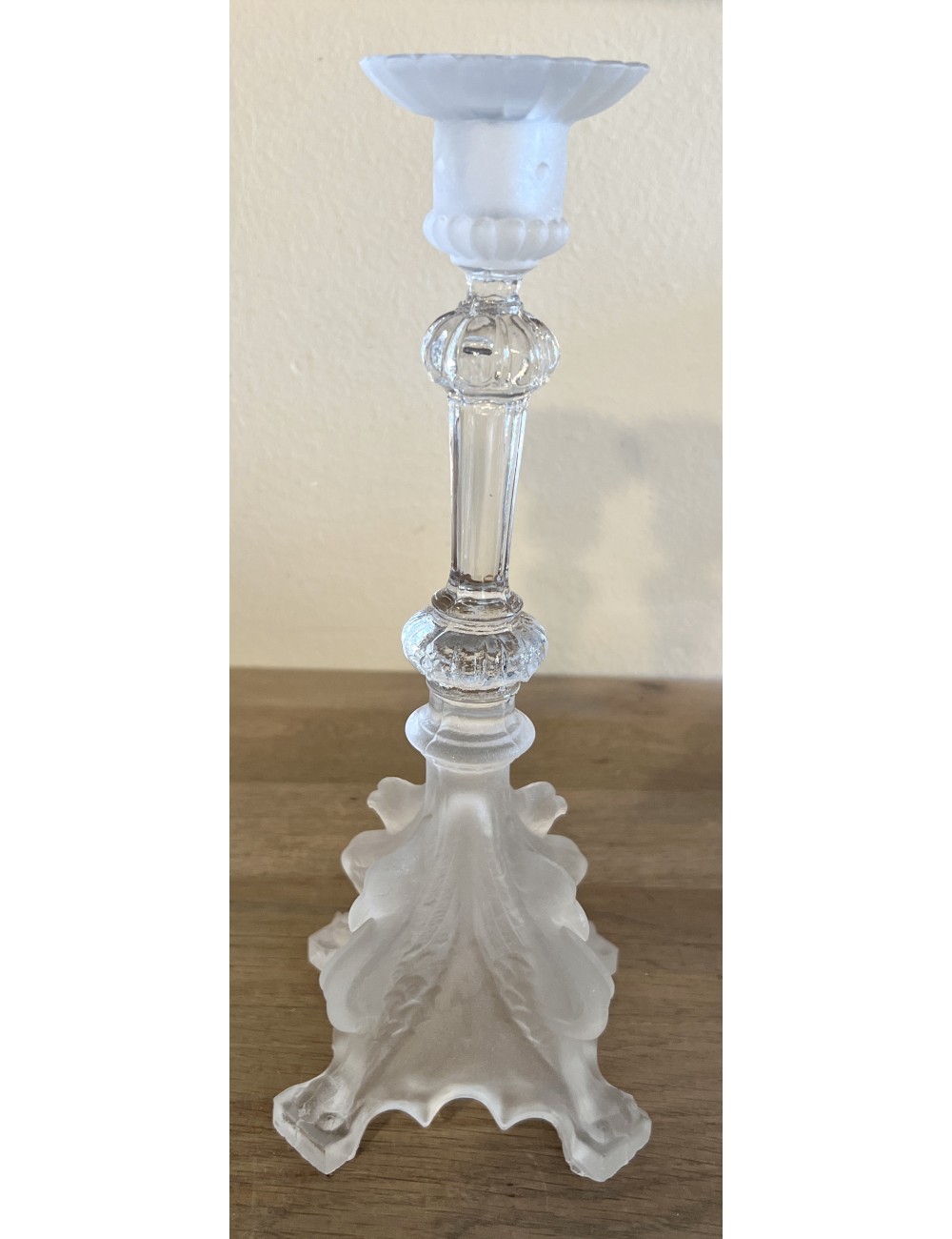 Candlestick - glass - Val Saint Lambert (Val St. Lambert) - partly satinized, partly clear glass