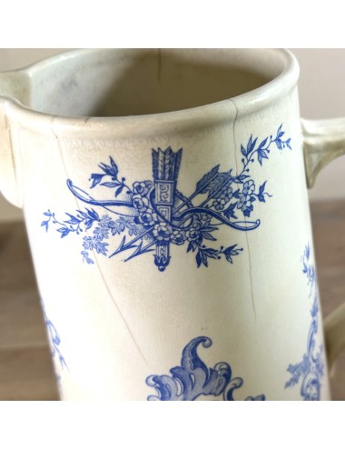 Water jug / Milk jug / Jug - B.F.K. (Boch Frères Keramis) - décor REGENT executed in bright blue