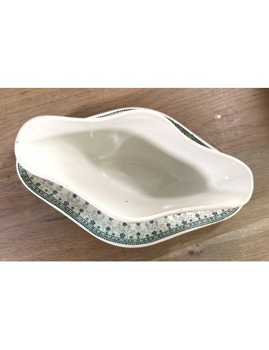 Gravy boat / Sauce bowl - St. Amand Hamage Nord - décor MARCEAU executed in green