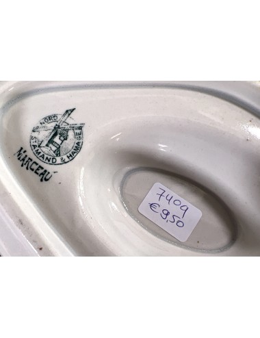 Gravy boat / Sauce bowl - St. Amand Hamage Nord - décor MARCEAU executed in green