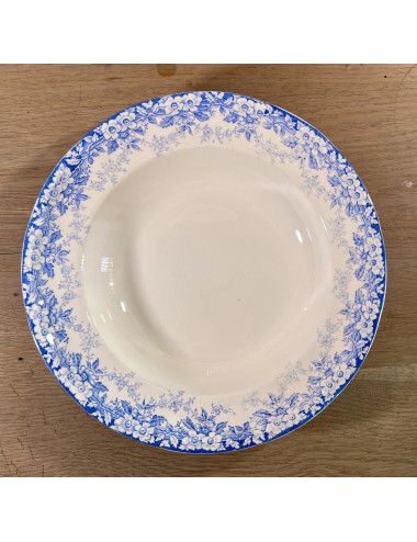 Diep bord / Soepbord / Pastabord - Societe Ceramique Maestricht - décor FERNANDE uitgevoerd in helderblauwe kleur
