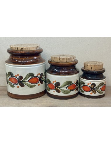 Storage jar set - 3-piece - Schramberg Majolica - décor BERNAU with lid/cork stopper