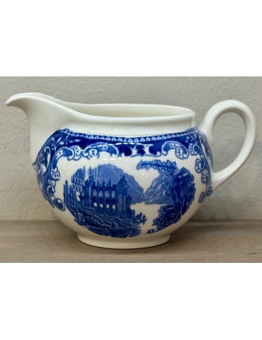 Milk jug - round model - Petrus Regout - décor CASTILLO executed in blue