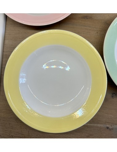 Deep plate / Soup plate / Pasta plate - Boch - décor with a yellow pastel rim