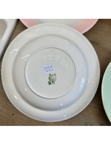 Deep plate / Soup plate / Pasta plate - Boch - décor with a yellow pastel rim